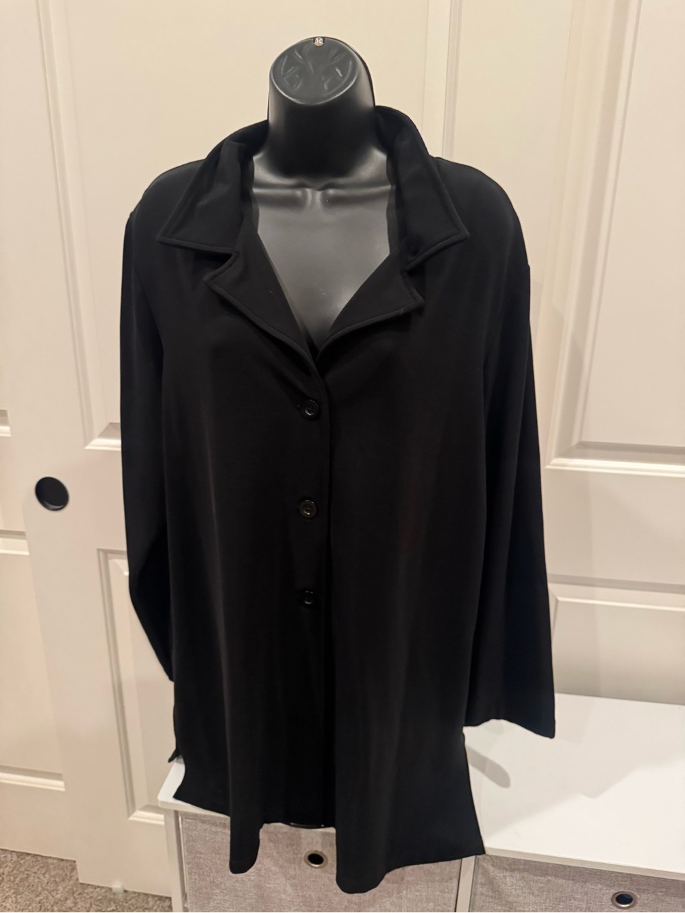 Susan Graver Black Button-Front Relaxed Tunic